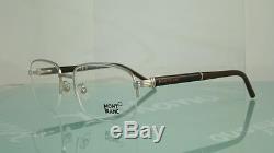 MONT BLANC MB 447 016 MATTE SILVER & BLACK Half Rim Frames Eyeglasses Size 55