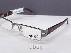 Men's Persol Eyeglasses Frames Silver Red Rectangular Half-Rim 2324 NP 157