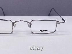 Menia Eyeglasses Frames Men Silver Square Small Lens Full Rim 4096