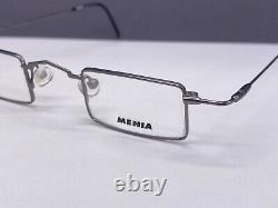 Menia Eyeglasses Frames Men Silver Square Small Lens Full Rim 4096