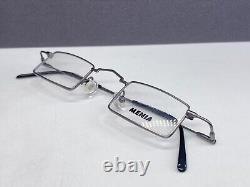 Menia Eyeglasses Frames Men Silver Square Small Lens Full Rim 4096