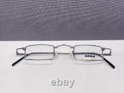 Menia Eyeglasses Frames Men Silver Square Small Lens Full Rim 4096