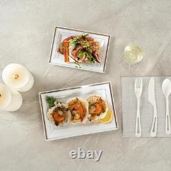 Moderna 9.5 X 6.3 Inch Premium Disposable Plates 100 Rectangular Plastic Plates