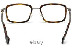Moncler ML5026 056 Tortoise & Silver Rectangle Plastic Eyeglasses 51-20-145 5026