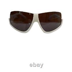 Moncler Men's Vyzer Half-Rim Acetate Shield Sunglasses white half rim $435