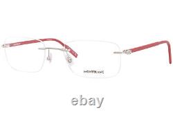 Mont Blanc MB0221O 010 Eyeglasses Men's Silver/Red Full Rim Rectangle Shape 59mm