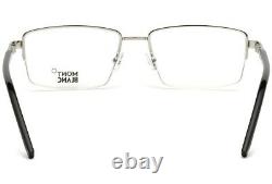 Mont Blanc MB0708 016 Silver Rectangle Semi Rim Metal Eyeglasses 56-17-145 MB708