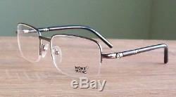 Mont Blanc MB528U 006 Eyeglass Half Rim Frame OLD SILVER & Black New with case