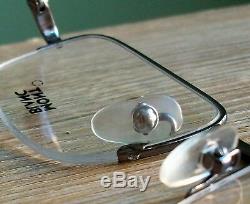 Mont Blanc MB528U 006 Eyeglass Half Rim Frame OLD SILVER & Black New with case