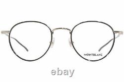 MontBlanc MB0162O 001 Eyeglasses Frame Men's Black/Silver Full Rim Round 48mm