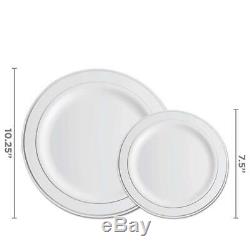 Munfix 350 Piece Silver Dinnerware Set 100 Rim Plastic Plates 50 Silver