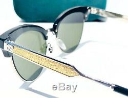NEW GUCCI GG0055S Gold Black Club Masterly Half Rim Cat Eye Womens Sunglasses