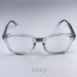 NEW Gucci GG0184O 012 Crystal Clear Demo Square Unisex Eyeglasses