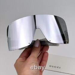 NEW Gucci GG1631S 013 Transparent Grey Silver Mirrored Shield Unisex Sunglasses