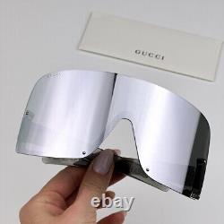 NEW Gucci GG1631S 013 Transparent Grey Silver Mirrored Shield Unisex Sunglasses