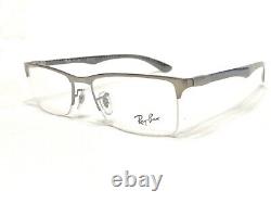 NEW Ray Ban RB8413 2620 Mens Silver & Black Carbon Fiber Eyeglasses Frames 54/18