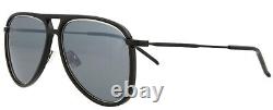 NEW! Saint Laurent Classic 11 56mm Aviator /Pilot Sunglasses Black & Silver