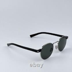 NEW Saint Laurent SL707 001 Silver Havana Grey Oval Unisex Sunglasses