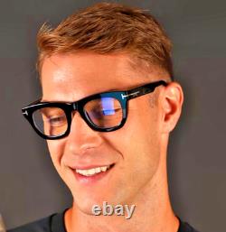 NEW TOM FORD TF5872-B 001 SHINY BLACK WithSILVER ACENTS AUTHENTIC EYEGLASSES 48-25