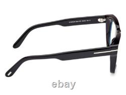 NEW TOM FORD TF5872-B 001 SHINY BLACK WithSILVER ACENTS AUTHENTIC EYEGLASSES 48-25