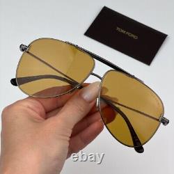 NEW Tom Ford FT1018/S 08E BRADY Shiny Anthracite Silver Brown Unisex Sunglasses