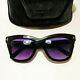 Nwt- Tom Ford Julie Tf685 01c Sunglasses Black Gold Trim Cateye Full Rim With Case