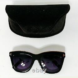 NWT- Tom Ford Julie TF685 01C Sunglasses Black Gold Trim Cateye Full Rim with Case