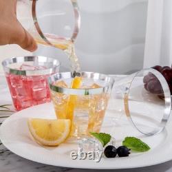 Nervure 240 PCS Silver Plastic Cups 9Oz Silver Rimmed Plastic Cups Heavy Du
