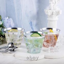 Nervure 240 PCS Silver Plastic Cups 9Oz Silver Rimmed Plastic Cups Heavy Du