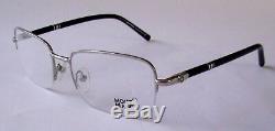 New Authentic MONT Blanc MB528U Silver/Black Half Rim Eyeglasses Frame for Men