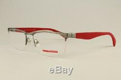 New Authentic Prada VPS 52F DG1-1O1 Silver Red 54mm Half Rim Frames RX & Case