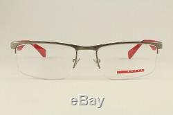 New Authentic Prada VPS 52F DG1-1O1 Silver Red 54mm Half Rim Frames RX & Case