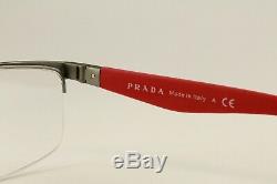 New Authentic Prada VPS 52F DG1-1O1 Silver Red 54mm Half Rim Frames RX & Case
