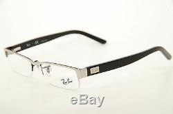 New Authentic Ray Ban 6182 2509 Silver/Black 53mm Half Rim Eyeglasses RX & Case