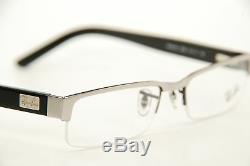 New Authentic Ray Ban 6182 2509 Silver/Black 53mm Half Rim Eyeglasses RX & Case