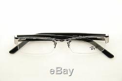 New Authentic Ray Ban 6182 2509 Silver/Black 53mm Half Rim Eyeglasses RX & Case