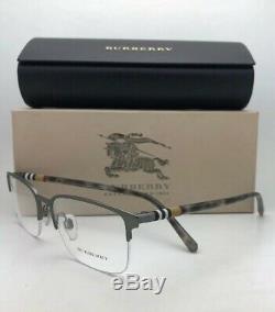 New BURBERRY Eyeglasses B 1323 1014 54-18 Half Rim Matte Silver with Plaid Design