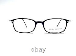 New Mario Martinelli Black Rectangular Glasses Silver Accents Quest 47 19 140