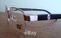 New Mont Blanc Eyeglasses Frame Half Rim Silver Black Glasses ws case Great Gift
