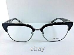 New PRADA VPR 3R0 ROK-1O1 52mm Black Silver Clubmaster Eyeglasses Frame