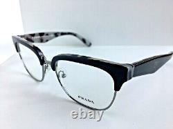 New PRADA VPR 3R0 ROK-1O1 52mm Black Silver Clubmaster Eyeglasses Frame