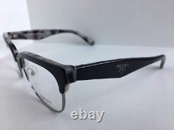 New PRADA VPR 3R0 ROK-1O1 52mm Black Silver Clubmaster Eyeglasses Frame