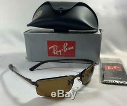 New RAY BAN 3217 POLARIZED 014/83 Sunglasses Brown/Brown 55 mm Half Rim