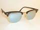 New Ray Ban Clubmaster Matte Tortoise Rb 3016f 1145/30 Silver Mirror Lenses 55mm