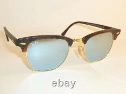 New Ray Ban Clubmaster Matte Tortoise RB 3016F 1145/30 Silver Mirror Lenses 55mm