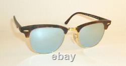 New Ray Ban Clubmaster Matte Tortoise RB 3016F 1145/30 Silver Mirror Lenses 55mm