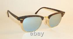 New Ray Ban Clubmaster Matte Tortoise RB 3016F 1145/30 Silver Mirror Lenses 55mm