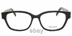 New SAINT LAURENT Paris Eyeglasses SL M35 002 52-16 Shiny Black &Silver Frames