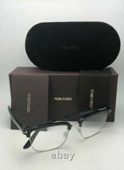 New TOM FORD Eyeglasses TF 5504 005 54-19 145 Black & Silver Clubmaster Frames