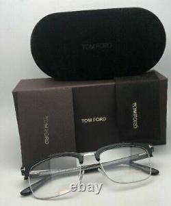 New TOM FORD Eyeglasses TF 5504 005 54-19 145 Black & Silver Clubmaster Frames